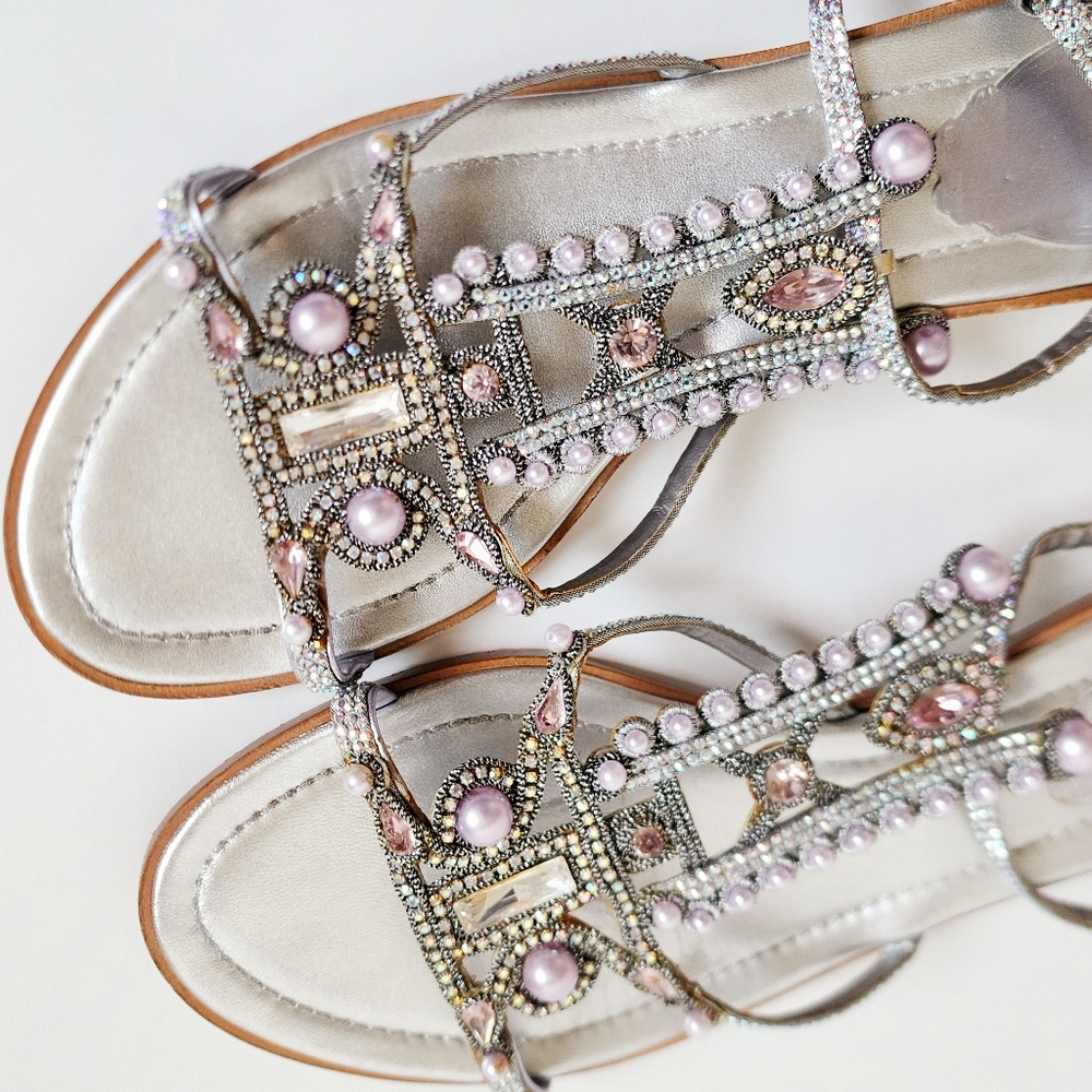 Rene Caovilla Lavender Bejewelled Sandals. - Picture 5 of 10